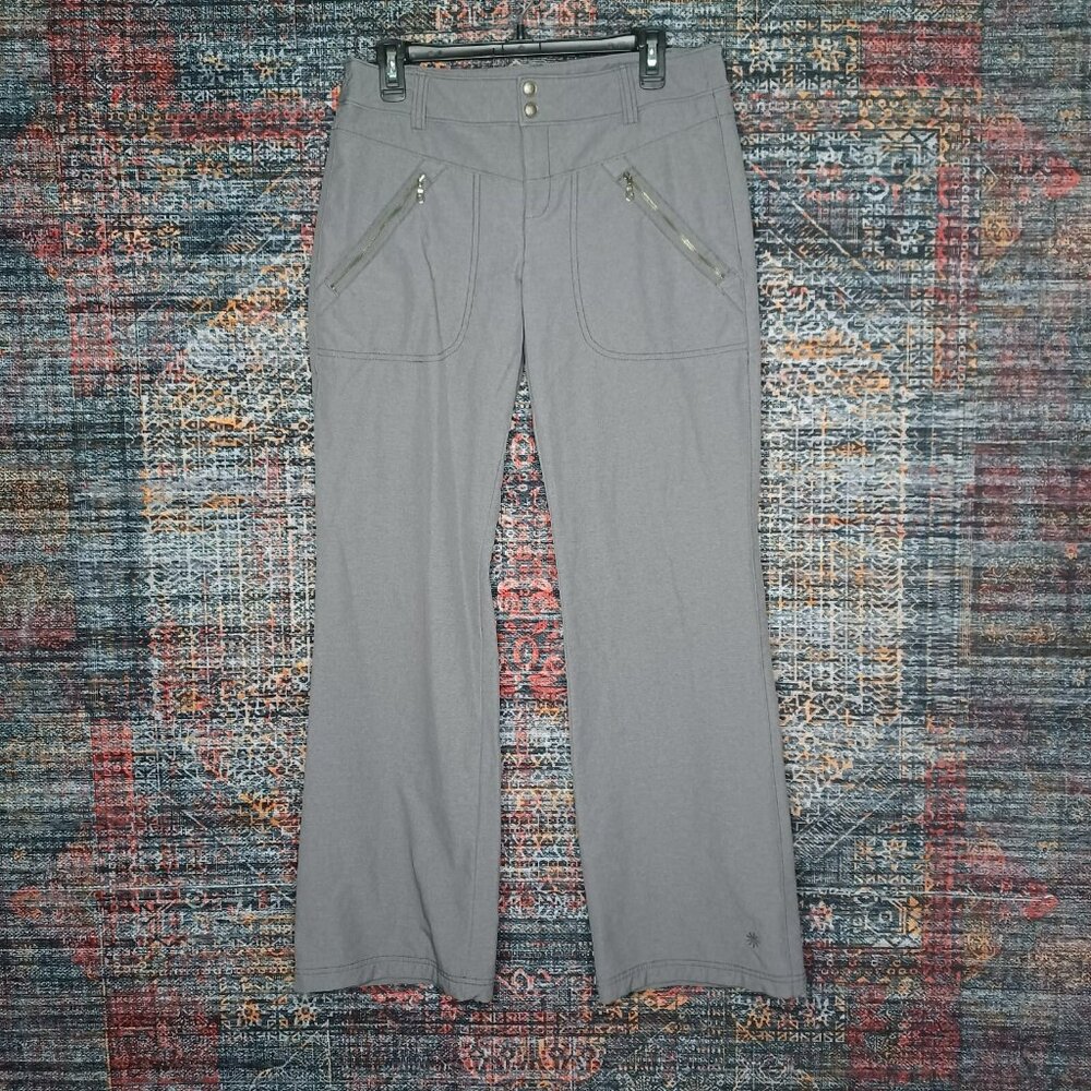 athleta womens heathered gray nylon stretch bootcut hiking pants 8x32 EUC